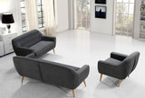 34" Grey Fabric Foam and Wood Sofa Set