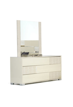 30' Beige MDF and Metal Dresser with 3 Drawers