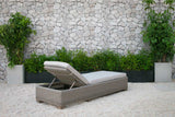 Adjustable Brown Rattan Cushioned Chaise Lounge