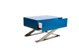 Contemporary Blue and Chrome Night Stand