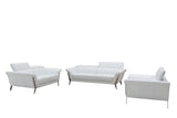 48' White Leather and Steel Sofa Set