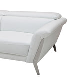 48' White Leather and Steel Sofa Set