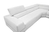 36' White Bonded Leather Foam and Steel Sectional Sofa