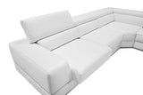 36' White Bonded Leather Foam and Steel Sectional Sofa