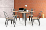 30' Grey Steel and Wood Square Dining Table