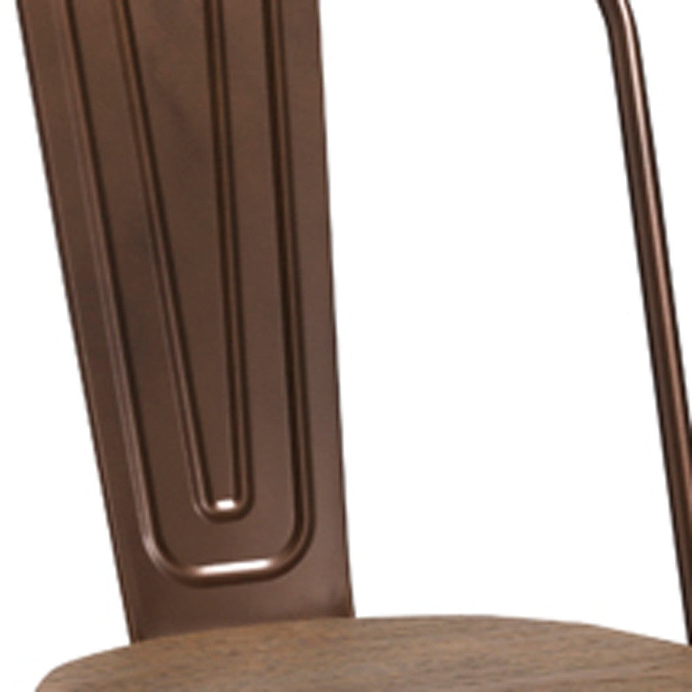 Four 33' Metal and Wood Dining Chairs