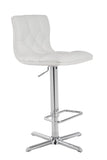 35' White Leatherette and Steel Bar Stool