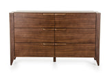 38' Tobacco Veneer and MDF Dresser with 6 Drawers
