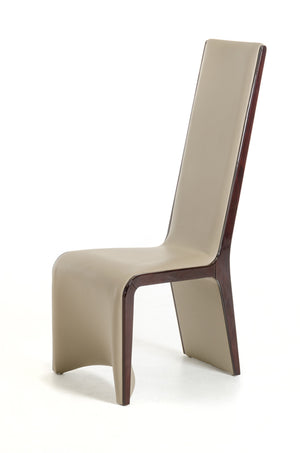 Two 47' Ebony Wood and Taupe Leatherette Dining Chairs
