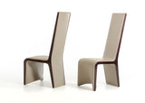 Two 47' Ebony Wood and Taupe Leatherette Dining Chairs