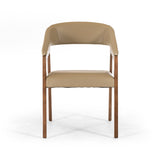 31' Taupe Leatherette and Walnut Wood Dining Chair