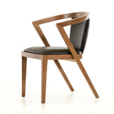 30' Walnut Wood and Black Leatherette Dining Chair