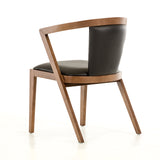 30' Walnut Wood and Black Leatherette Dining Chair