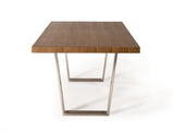 30' Walnut Wood and Stainless Steel Dining Table