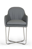 34' Grey Leatherette and Steel Dining Chair