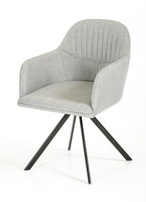 31' Grey Fabric and Metal Dining Chair