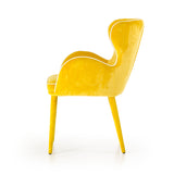 33' Yellow Fabric and Metal Dining Chair