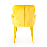 33' Yellow Fabric and Metal Dining Chair