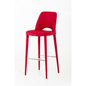 41' Red Fabric and Metal Bar Stool
