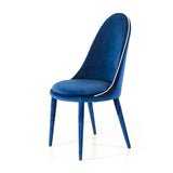 38' Blue and White Fabric and Metal Dining Chair
