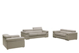 34' Light Grey Bonded Leather Foam Wood and Steel Sofa Set