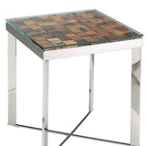 22' Wood Steel and Glass End Table