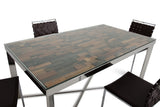 30' Wood Steel and Glass Dining Table