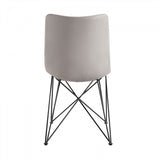Set of 2 Modern Grey Leatherette Black Coated Metal Dining Chairs