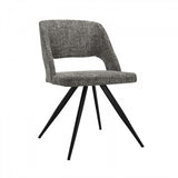 Set of 2 Modern Grey Fabric Dining Chair with Sleek Black Legs