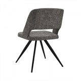 Set of 2 Modern Grey Fabric Dining Chair with Sleek Black Legs