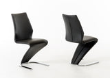 Two 37' Black Leatherette and Steel Dining Chairs