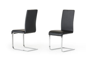 Two 38' Black Leatherette and Metal Dining Chairs