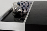 13' Black Oak Veneer Glass and Aluminum Coffee Table