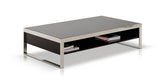 14" Ebony Lacquer MDF and Steel Coffee Table