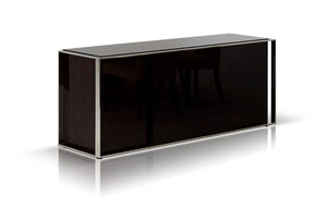 31' Ebony Lacquer MDF Glass and Steel Buffet