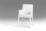 34' White Leatherette and Metal Dining Chair
