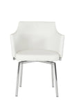 32' White Leatherette and Steel Dining Chair