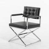 33' Leatherette and Steel Dining Arm Chair