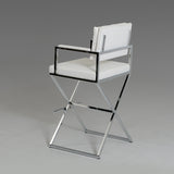 43' White Leatherette and Steel Bar Stool