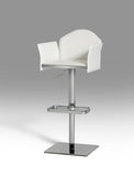 41' White Eco Leather and Steel Bar Stool