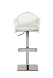 41' White Eco Leather and Steel Bar Stool