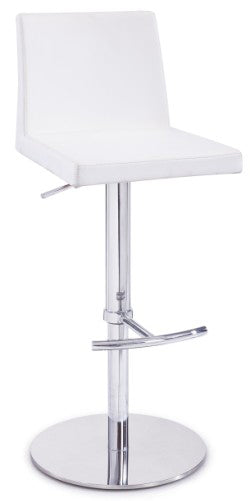 42' White Leatherette and Steel Bar Stool