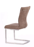 Set of 2 Brown Fabric and Steel Dining Chair