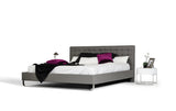 Modern Grey Leatherette Queen Bed