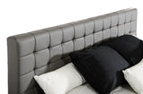 Modern Grey Leatherette Queen Bed