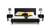 48' Black Leatherette and MDF Queen Bed with Crystals