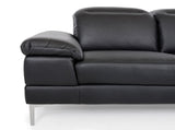48' Black Eco Leather Wood Steel and Foam Sectional Sofa