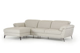37' Light Grey Eco Leather Foam Steel and Wood Sectional Sofa