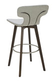 41' Light Grey Eco Leather Steel and Wood Bar Stool