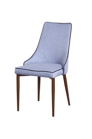 35' Blue Fabric and Metal Dining Chair